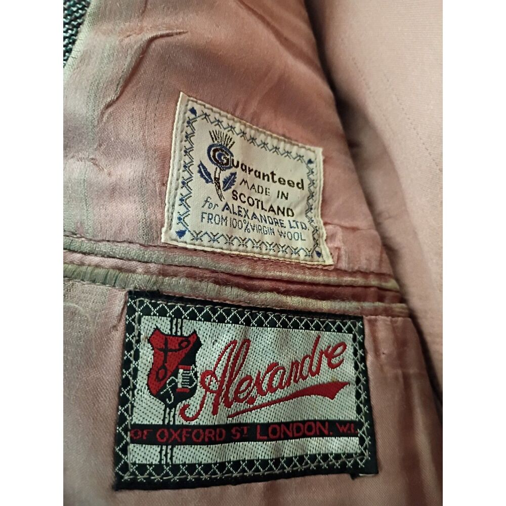 Vintage Men's 2-Piece Suit Alexandre Mid Century Herringbone Tailored 30x30.5 - Picture 2 of 11